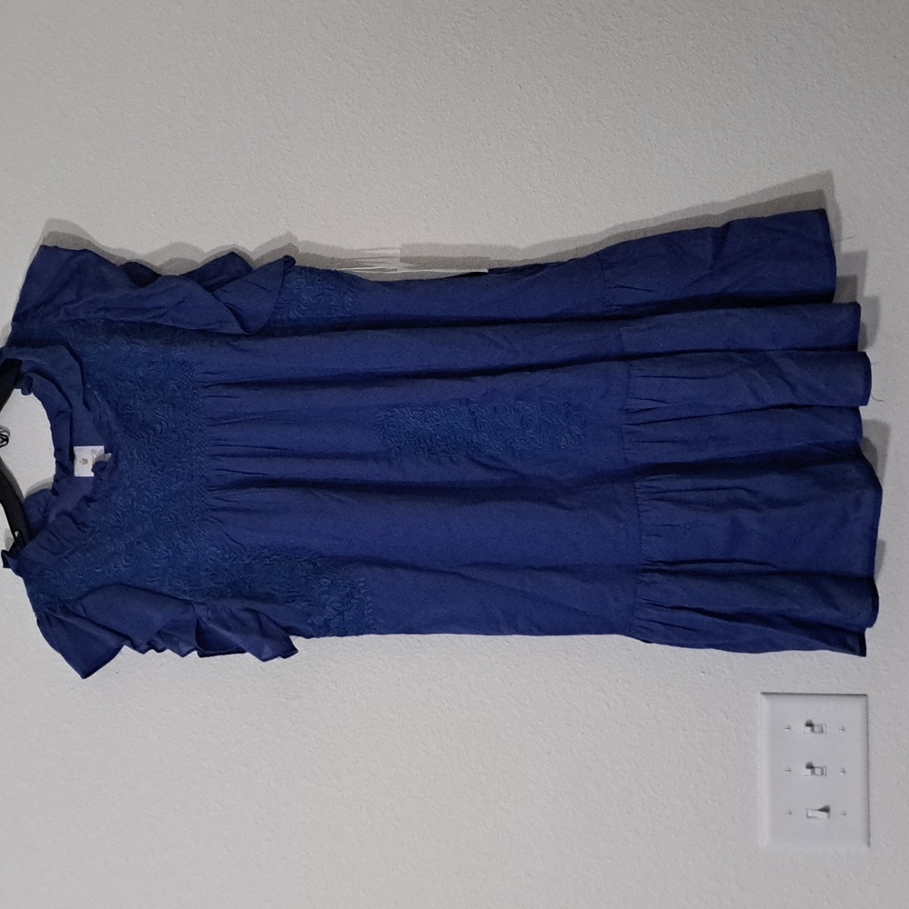 J.Marie Kelsea Ruffled Neck Cap Sleeve Embroidered Tiered Dress - Picture 3 of 7